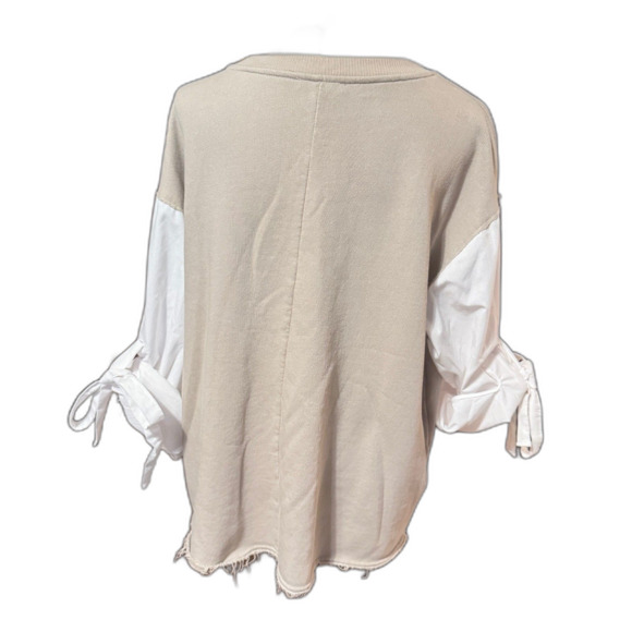 ZARA Roll Sleeve Two Tone Top - Picture 3 of 6